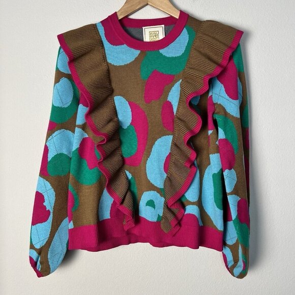 Emily McCarthy Lillian Sweater Womens Small Meadowbrook Spot Preppy Maximalism - Picture 1 of 8